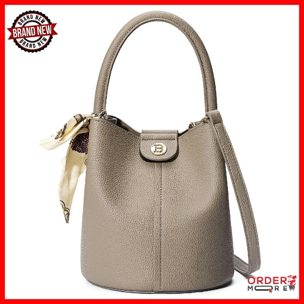 Vegan Leather Mini Crossbody Bucket Bag with Removable Strap